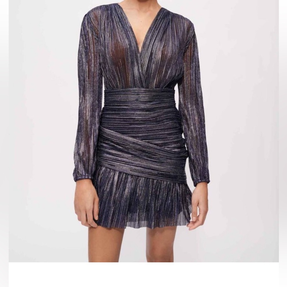 NWT Mage RunnyLO NAVY Sheer Long Sleeve Dress